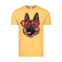 Vintage Mustard german shepherd with love glasses Vintage Tee - RanaPortraitStore