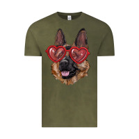 Vintage Olive german shepherd with love glasses Vintage Tee - RanaPortraitStore