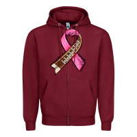 Burgundy breast cancer sport ribbons Zipper Hoodie - AdoDesignShop