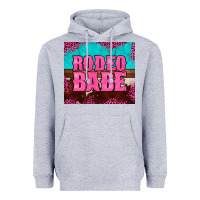 Heather Grey rodeo babe cowhide leopard turquoise Heavyweight Hoodie - BarkalooDesign