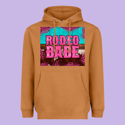 Rodeo Babe Cowhide Leopard Turquoise Heavyweight Hoodie Designed By Barkaloodesign