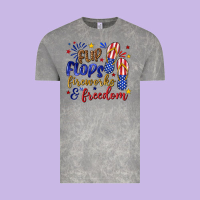 Vintage Tee flip flops fireworks and freedom