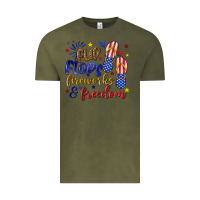 Vintage Olive flip flops fireworks and freedom Vintage Tee - texasbilliewilder