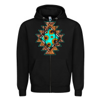 Black aztec leopard turquoise sunflower Zipper Hoodie - JahusDesignShop