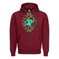 Burgundy aztec leopard turquoise sunflower Zipper Hoodie - JahusDesignShop