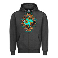 Charcoal Heather aztec leopard turquoise sunflower Zipper Hoodie - JahusDesignShop