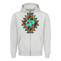 Dove Grey aztec leopard turquoise sunflower Zipper Hoodie - JahusDesignShop