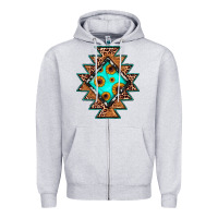 Heather Grey aztec leopard turquoise sunflower Zipper Hoodie - JahusDesignShop