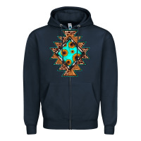Navy aztec leopard turquoise sunflower Zipper Hoodie - JahusDesignShop