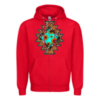 Red aztec leopard turquoise sunflower Zipper Hoodie - JahusDesignShop
