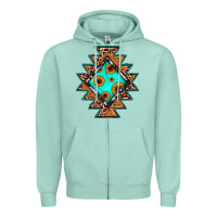 Seafoam aztec leopard turquoise sunflower Zipper Hoodie - JahusDesignShop