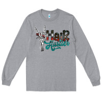 Heather Grey hair hustler2 Long Sleeve Tee - SublimationCraftShop