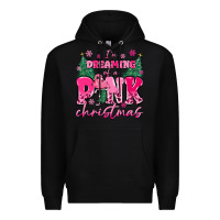 Black i'm dreaming of a pink christmas flamingo Premium Hoodie - MaliasSmallBusiness