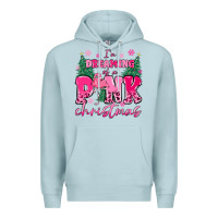 Blue Mist i'm dreaming of a pink christmas flamingo Premium Hoodie - MaliasSmallBusiness