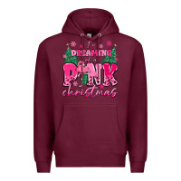 Burgundy i'm dreaming of a pink christmas flamingo Premium Hoodie - MaliasSmallBusiness