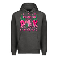 Charcoal Heather i'm dreaming of a pink christmas flamingo Premium Hoodie - MaliasSmallBusiness