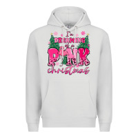 Dove Grey i'm dreaming of a pink christmas flamingo Premium Hoodie - MaliasSmallBusiness