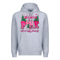 Heather Grey i'm dreaming of a pink christmas flamingo Premium Hoodie - MaliasSmallBusiness