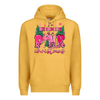 Mustard i'm dreaming of a pink christmas flamingo Premium Hoodie - MaliasSmallBusiness