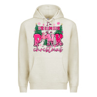 Oatmeal Heather i'm dreaming of a pink christmas flamingo Premium Hoodie - MaliasSmallBusiness
