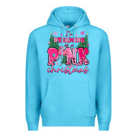 Ocean Blue i'm dreaming of a pink christmas flamingo Premium Hoodie - MaliasSmallBusiness