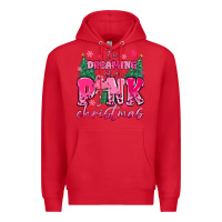 Red i'm dreaming of a pink christmas flamingo Premium Hoodie - MaliasSmallBusiness
