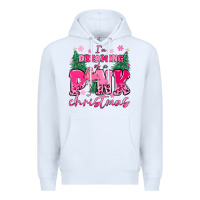 White i'm dreaming of a pink christmas flamingo Premium Hoodie - MaliasSmallBusiness