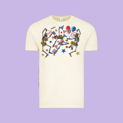 Vintage Tee fourth of july dancing skeleton