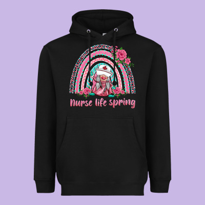Nurse Life Spring Rainbow Heavyweight Hoodie Designed By Barkaloodesign