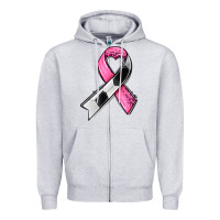 Heather Grey breast cancer sport ribbons Zipper Hoodie - AdoDesignShop
