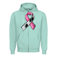 Seafoam breast cancer sport ribbons Zipper Hoodie - AdoDesignShop