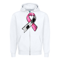 White breast cancer sport ribbons Zipper Hoodie - AdoDesignShop