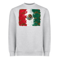 Heather Grey Mexican Flag With Leopard Heavyweight Sweatshirt - RanaPortraitStore