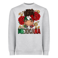 Heather Grey Mexicana Latina messy bun Heavyweight Sweatshirt - RanaPortraitStore