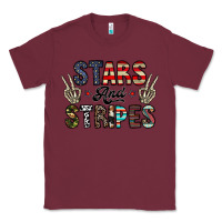 Burgundy stars and stripes Classic Tee - CowhideDigitalArt