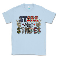 Dusty Blue stars and stripes Classic Tee - CowhideDigitalArt