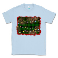 Dusty Blue christmas green plaid background Classic Tee - BarkalooDesign