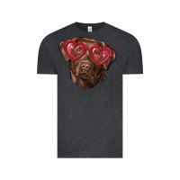 Vintage Black labrador retriever with love glass Vintage Tee - RanaPortraitStore