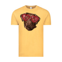 Vintage Mustard labrador retriever with love glass Vintage Tee - RanaPortraitStore