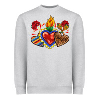 Heather Grey Sacred heart with leopard and serape heart Heavyweight Sweatshirt - RanaPortraitStore