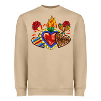 Mushroom Sacred heart with leopard and serape heart Heavyweight Sweatshirt - RanaPortraitStore