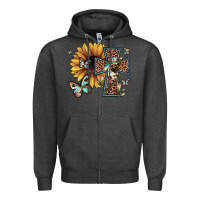 Charcoal Heather leopard cross sunflower butterfly Zipper Hoodie - JahusDesignShop