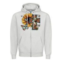 Dove Grey leopard cross sunflower butterfly Zipper Hoodie - JahusDesignShop