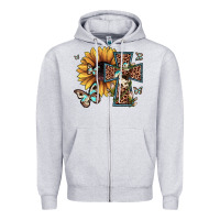 Heather Grey leopard cross sunflower butterfly Zipper Hoodie - JahusDesignShop