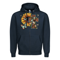 Navy leopard cross sunflower butterfly Zipper Hoodie - JahusDesignShop