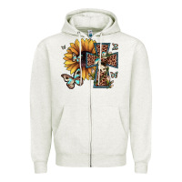 Oatmeal Heather leopard cross sunflower butterfly Zipper Hoodie - JahusDesignShop