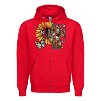 Red leopard cross sunflower butterfly Zipper Hoodie - JahusDesignShop