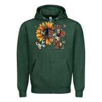 Sports Green leopard cross sunflower butterfly Zipper Hoodie - JahusDesignShop