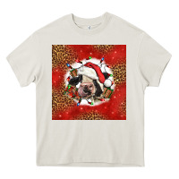 Cream christmas cow Heavy Core Tee - LillyAllenDesigns