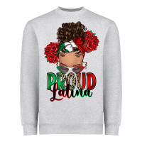 Heather Grey Proud Latina messy bun Heavyweight Sweatshirt - RanaPortraitStore